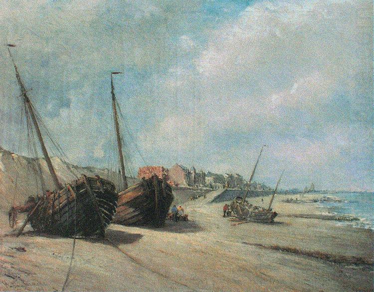 Fishing boats on the beach of Heist, unknow artist